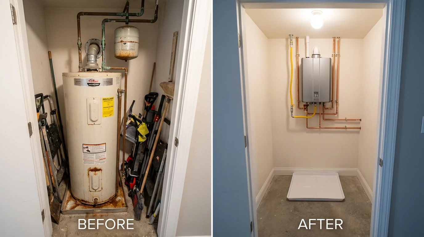 Tank water heater versus wall-mounted tankless unit comparison for Alamo, TN homeowners